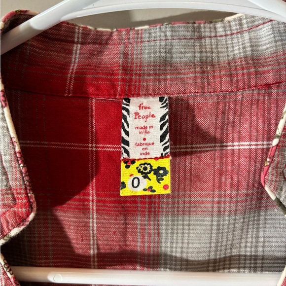 Vintage Free People Red and Gray Plaid Mini Dress - Picture 2 of 8